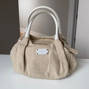 Kate Spade tan canvas satchel bag